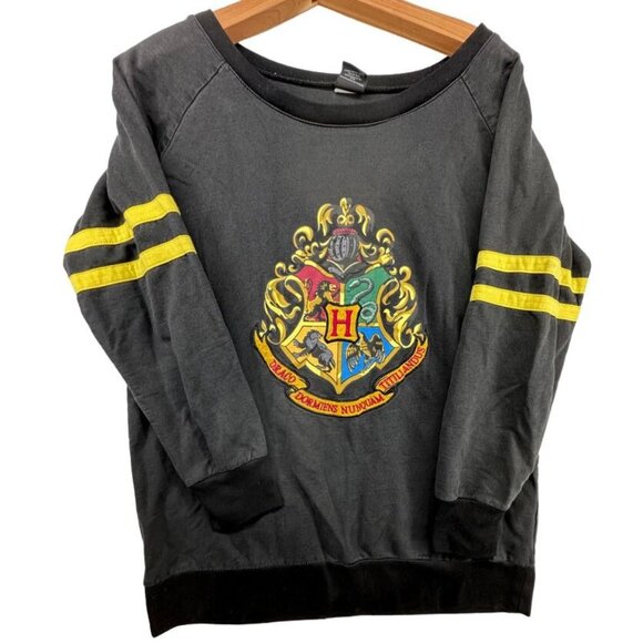 Harry Potter Universal Studios Adult Sweatshirt Sz M Black Crest Coat-of-Arms - Picture 1 of 15